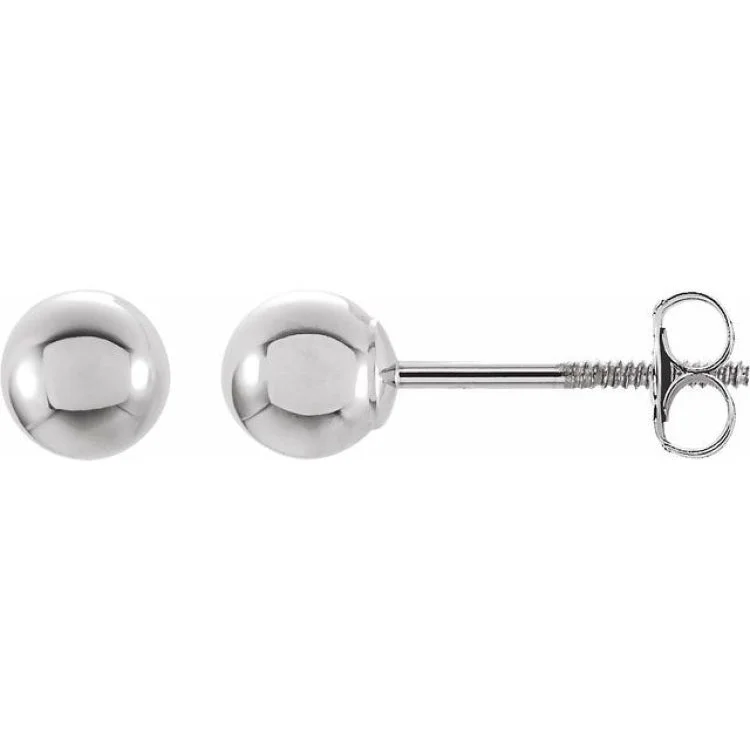 ladies earrings nostalgia-14K White 4 mm Ball Stud Earrings