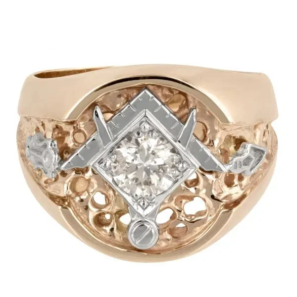 ladies rings round-Masonic Diamond Ring with Organic Cutouts