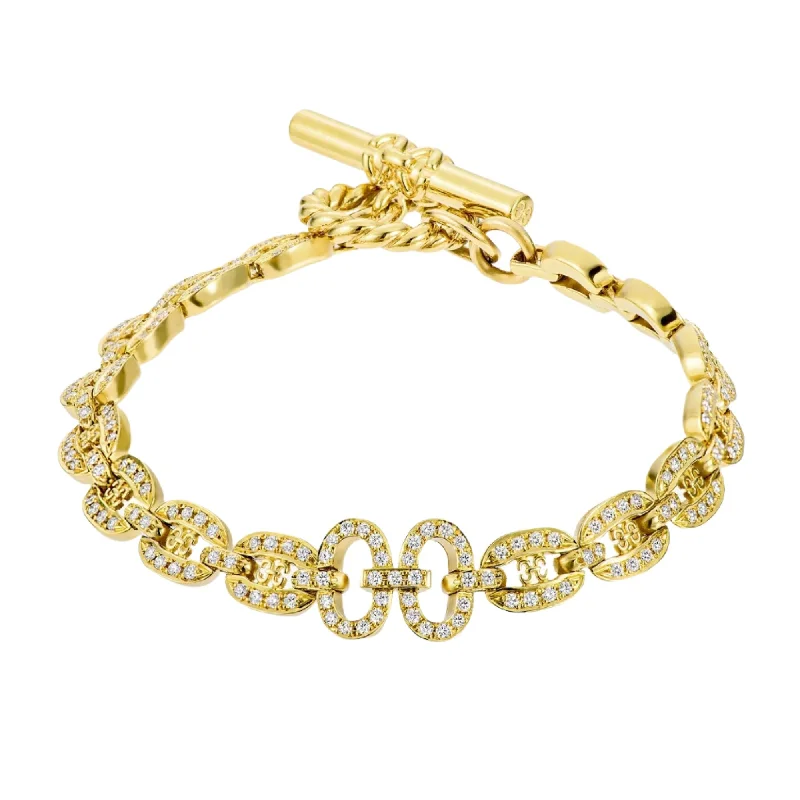 Ladies bracelets word glow -Links Chain Bracelet with Diamonds, Yellow Gold