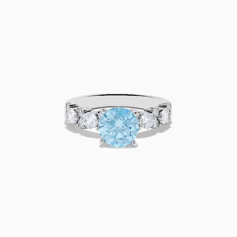 ladies rings brands-Reverie 14K White Gold Lab Grown Blue and White Diamond Ring