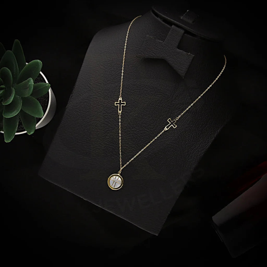 Ladies necklaces zap glow -Gold Cross Necklace 18KT - FKJNKL18KM5368