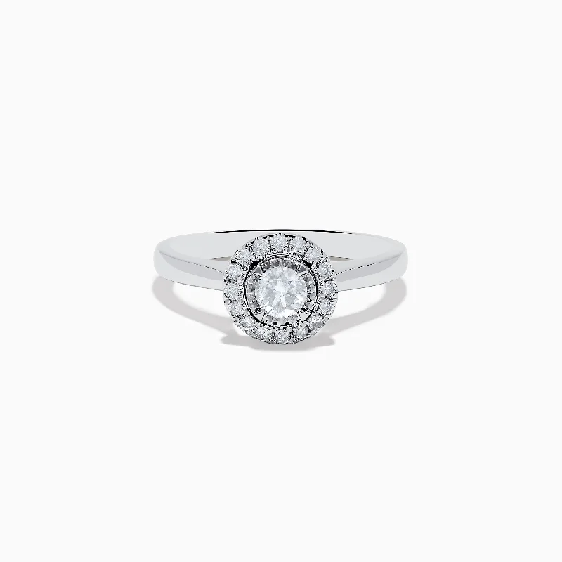 ladies rings engraved-Pave Classica 14K White Gold Diamond Ring