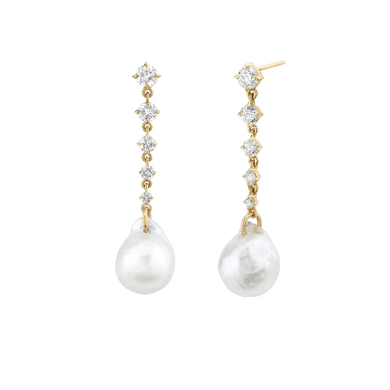 ladies earrings upcycled-Baroque Pearl Éclat Five Drop Earrings