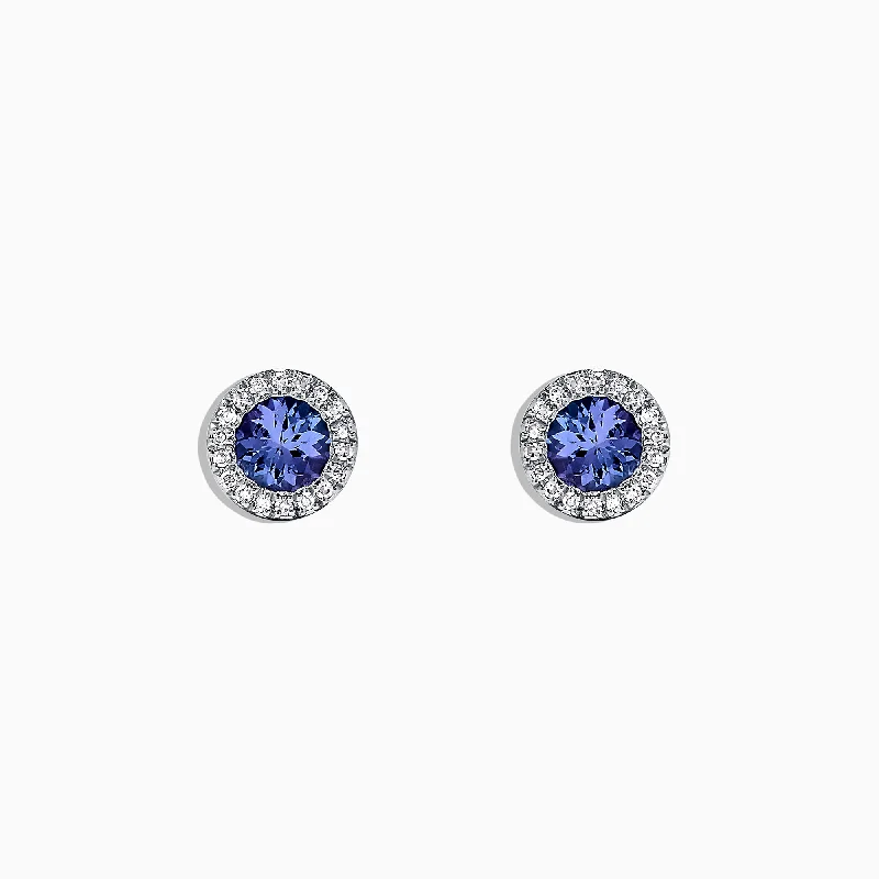 ladies earrings hypoallergenic-Nahla Siri 14K White Gold Tanzanite & Diamond Earrings, 0.88 TCW