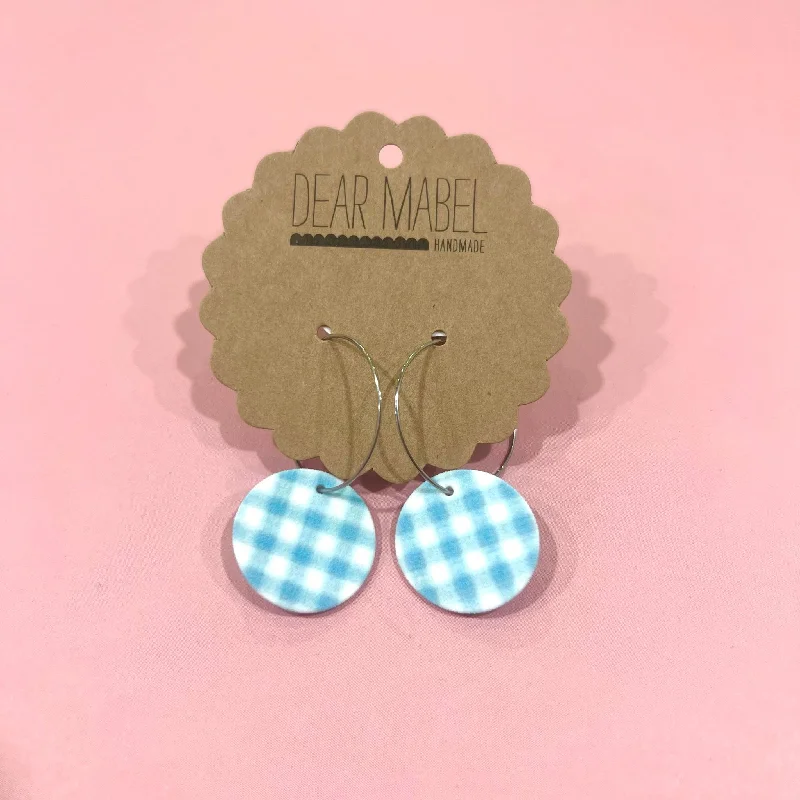 ladies earrings organic-Dear Mabel Handmade - Blue Gingham Earrings*