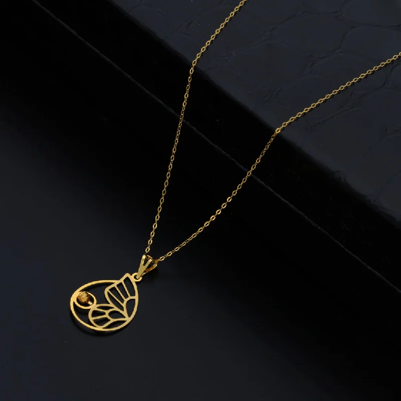 Ladies necklaces word shine -Gold Necklace (Chain With Butterfly Wing Shaped Pendant) 21KT - FKJNKL21KM9829