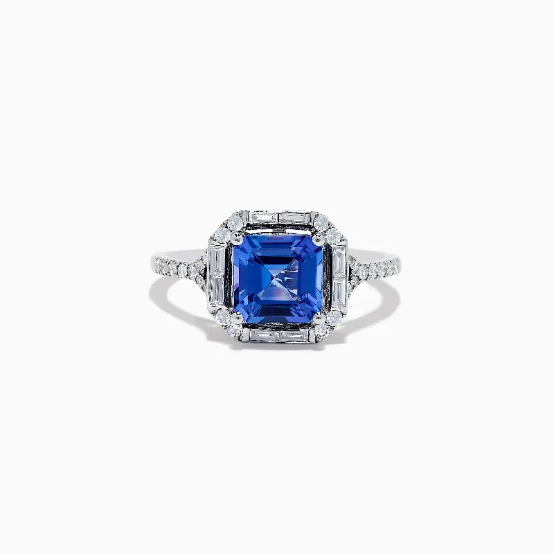 ladies rings jewelry box-Nahla Siri 14K White Gold Tanzanite and Diamond Ring