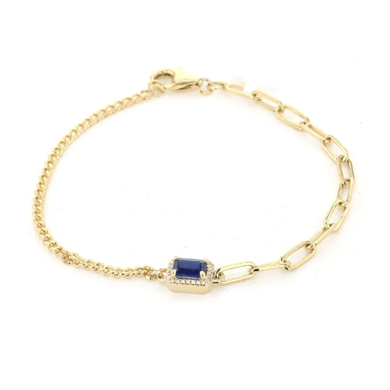 Ladies bracelets ray shine -Blue Sapphire & Diamond Paper Clip Bracelet