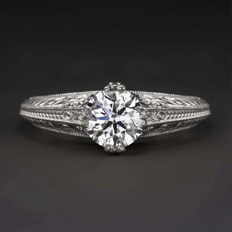 princess cut engagement rings -3/4ct LAB CREATED DIAMOND ENGAGEMENT RING VINTAGE STYLE SOLITAIRE IDEAL ROUND