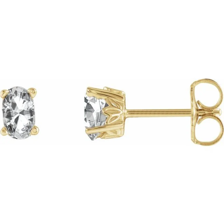 ladies earrings white-14K Yellow Natural White Sapphire Earrings