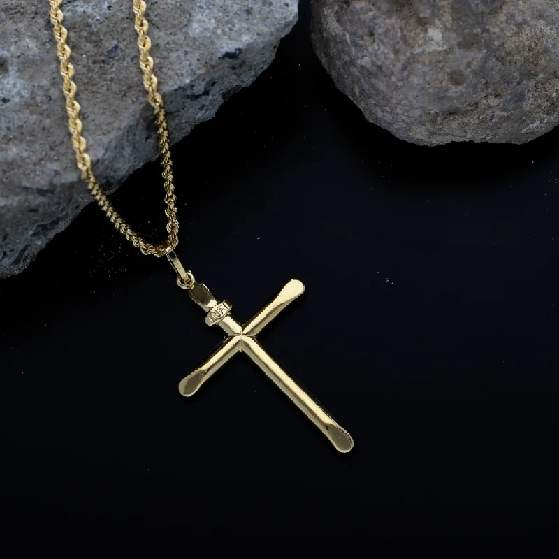 Ladies necklaces meow shine -Gold Necklace (Chain with Holy Cross Shaped Pendant) 18KT - FKJNKL18K9200