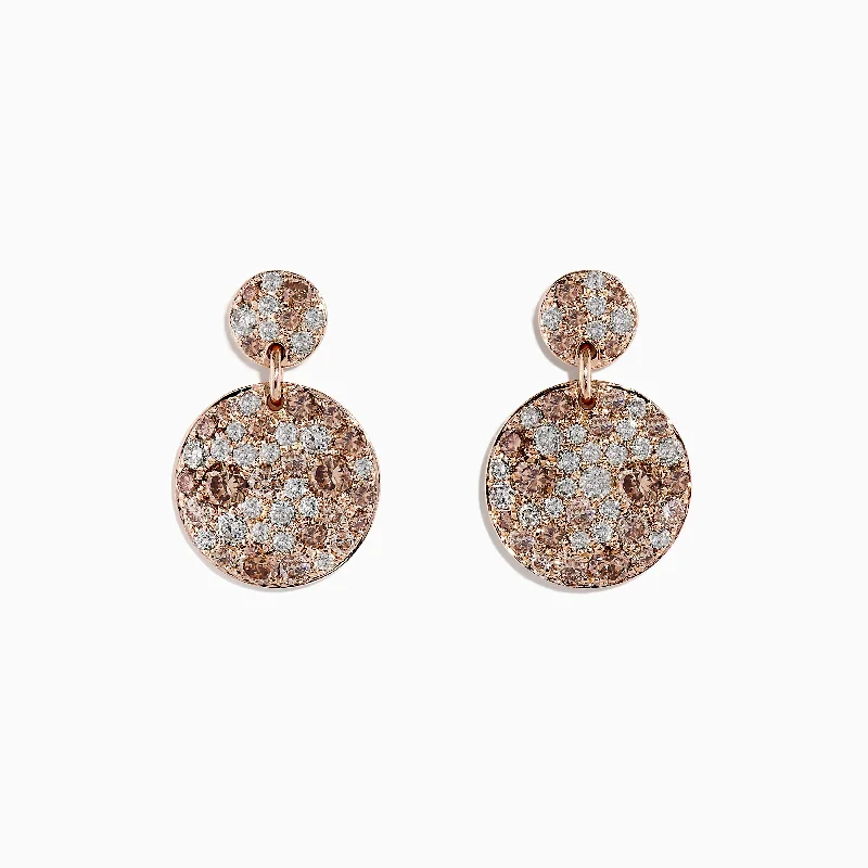 ladies earrings valentine-14K Rose Gold Espresso Diamond Drop Earrings