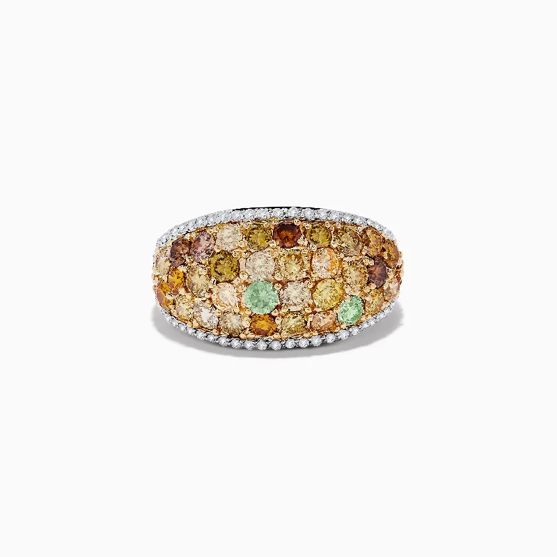 ladies rings bold design-14K Two-Tone Gold Multi Color Diamond Ring