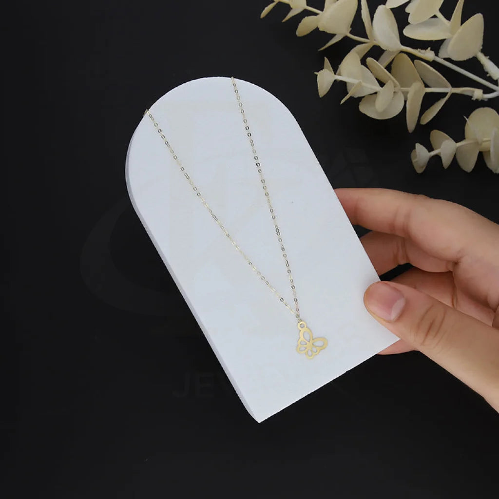 Ladies necklaces blaze glow -Gold Butterfly Shaped Necklace 18KT - FKJNKL18KM5285