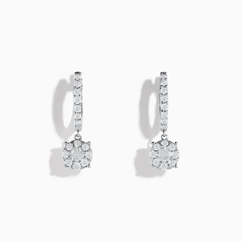 ladies earrings cleaning-Bouquet 14K White Gold Diamond Drop Earrings