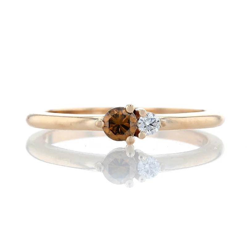 ladies rings materials-Dainty Orange Diamond Cluster Ring