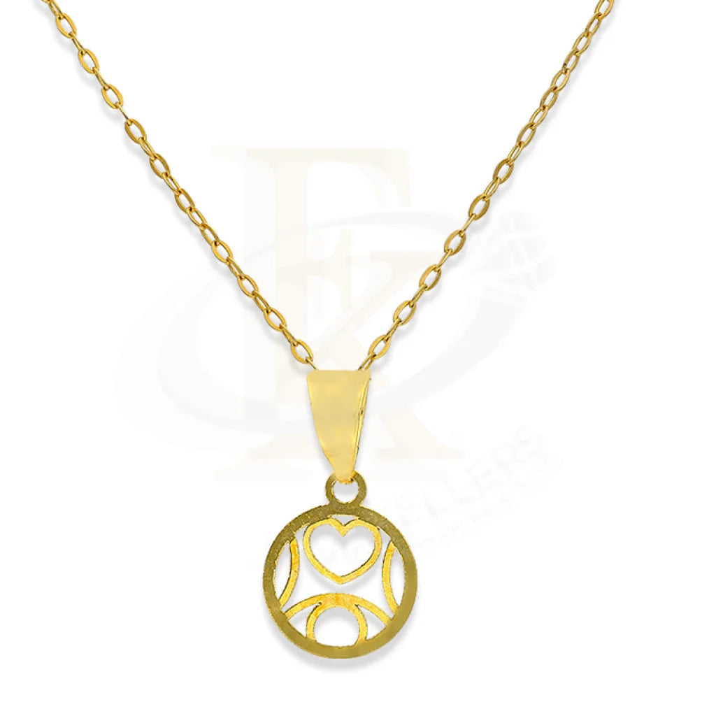 Ladies necklaces vow charm chain -Gold Necklace (Chain with Round Shaped Heart Pendant) 18KT - FKJNKL18K2298