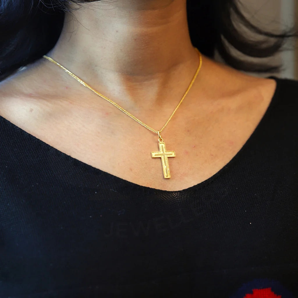 Ladies necklaces mix radiance -Gold Necklace (Chain With Simple Cross Pendant) 21KT - FKJNKL21KM8568