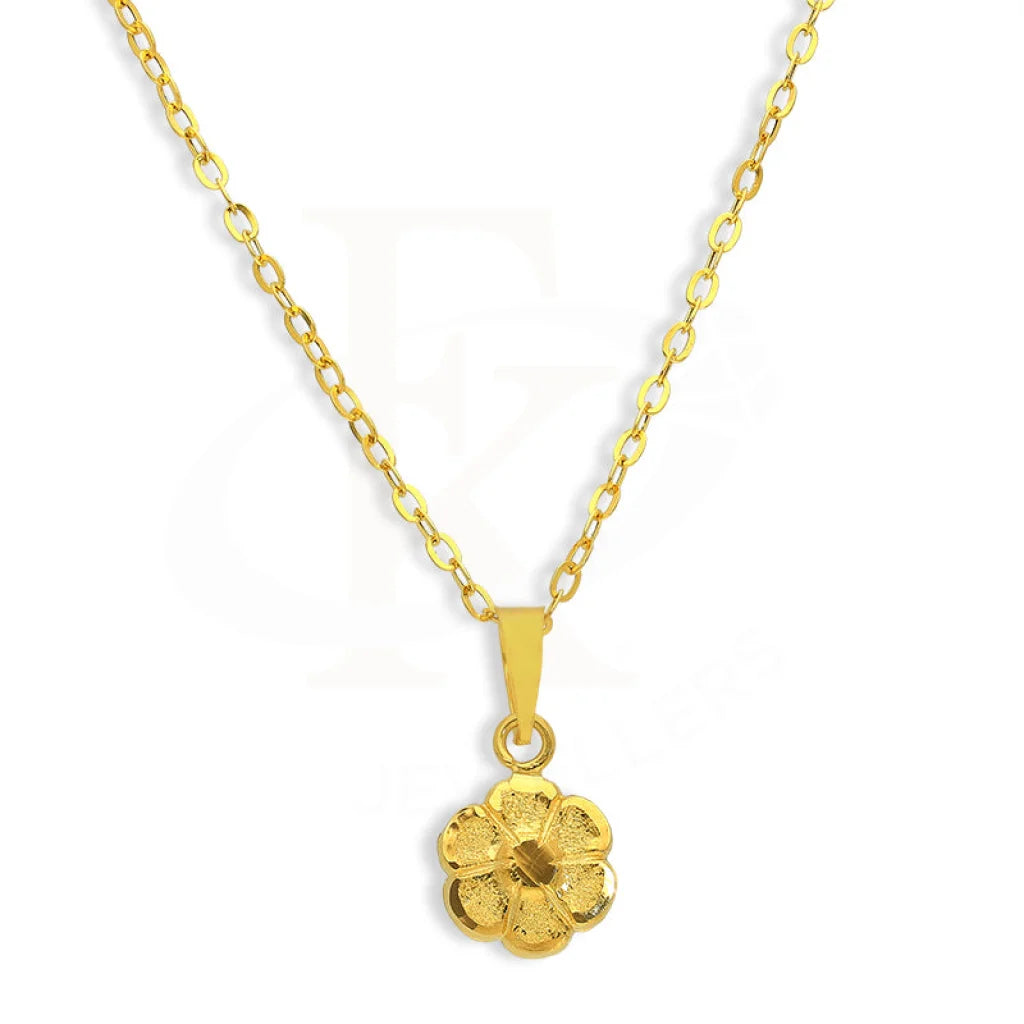 Ladies necklaces ethical charm -Gold Necklace (Chain with Flower Pendant) 18KT - FKJNKL18K2704