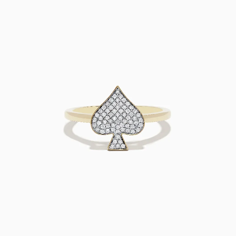 ladies rings yellow-Casino 14K Yellow Gold Diamond Spade Suit Ring