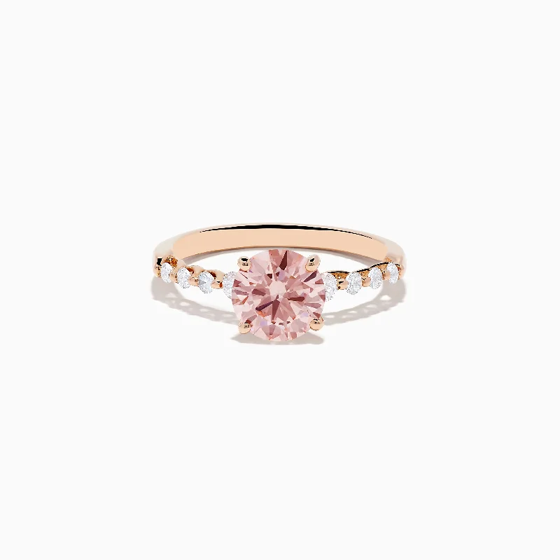 ladies rings self gift-Reverie 14K Rose Gold Lab Grown Pink and White Diamond Ring