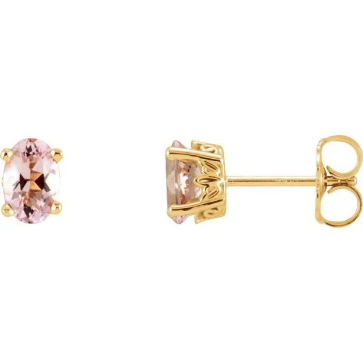 ladies earrings medium-14K Yellow Natural Pink Morganite Earrings