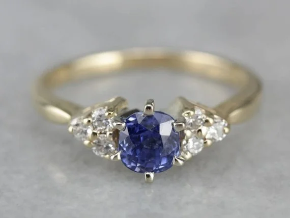 split shank engagement rings -Natural Sapphire and Diamond Engagement Ring